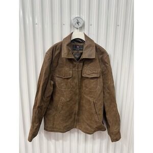Vintage Luis Alvear Barcelona Genuine Leather‎ Jacket Mens XL Lightweight Brown